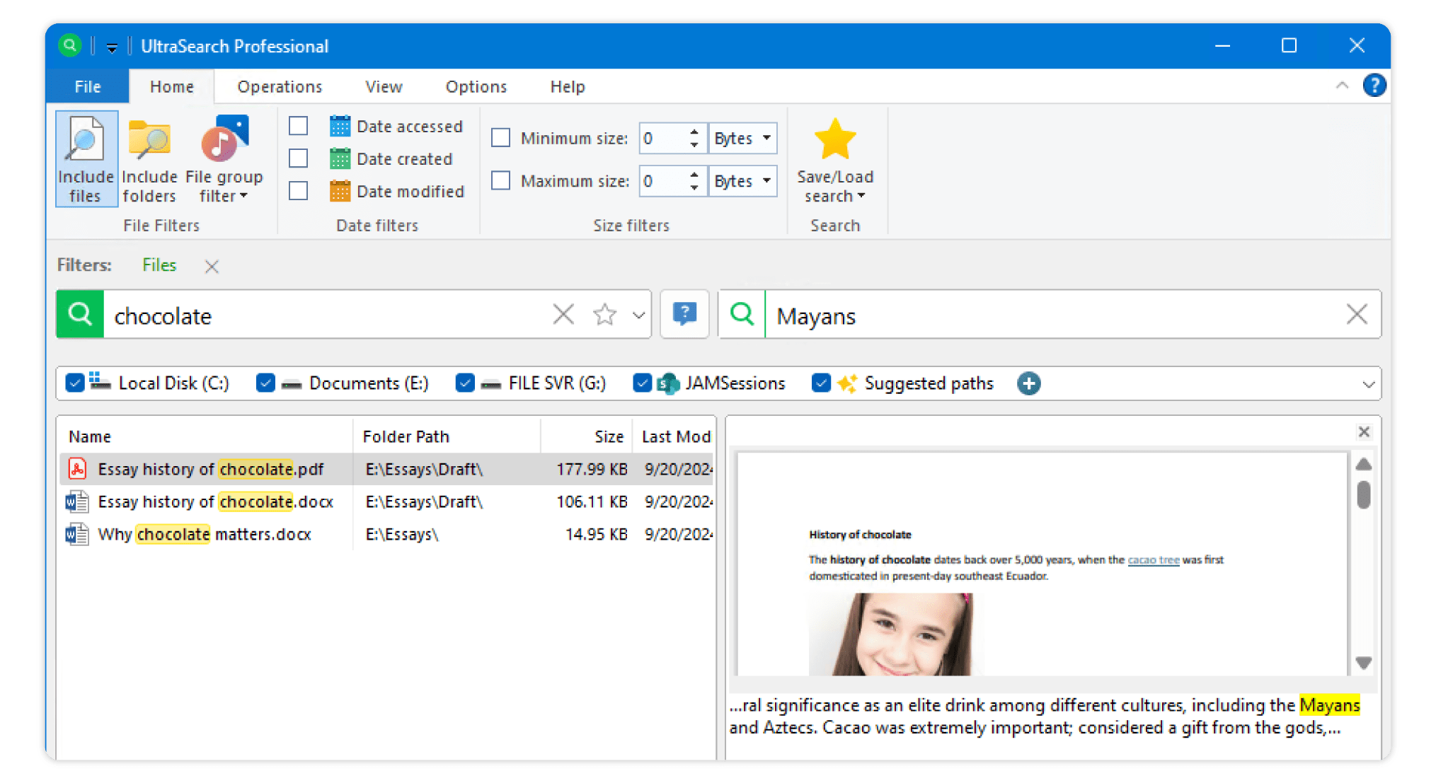 UltraSearch file content search